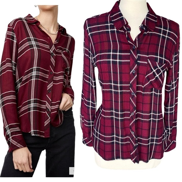 Rails Burgundy Plaid Button Down Shirt - Picture 1 of 16